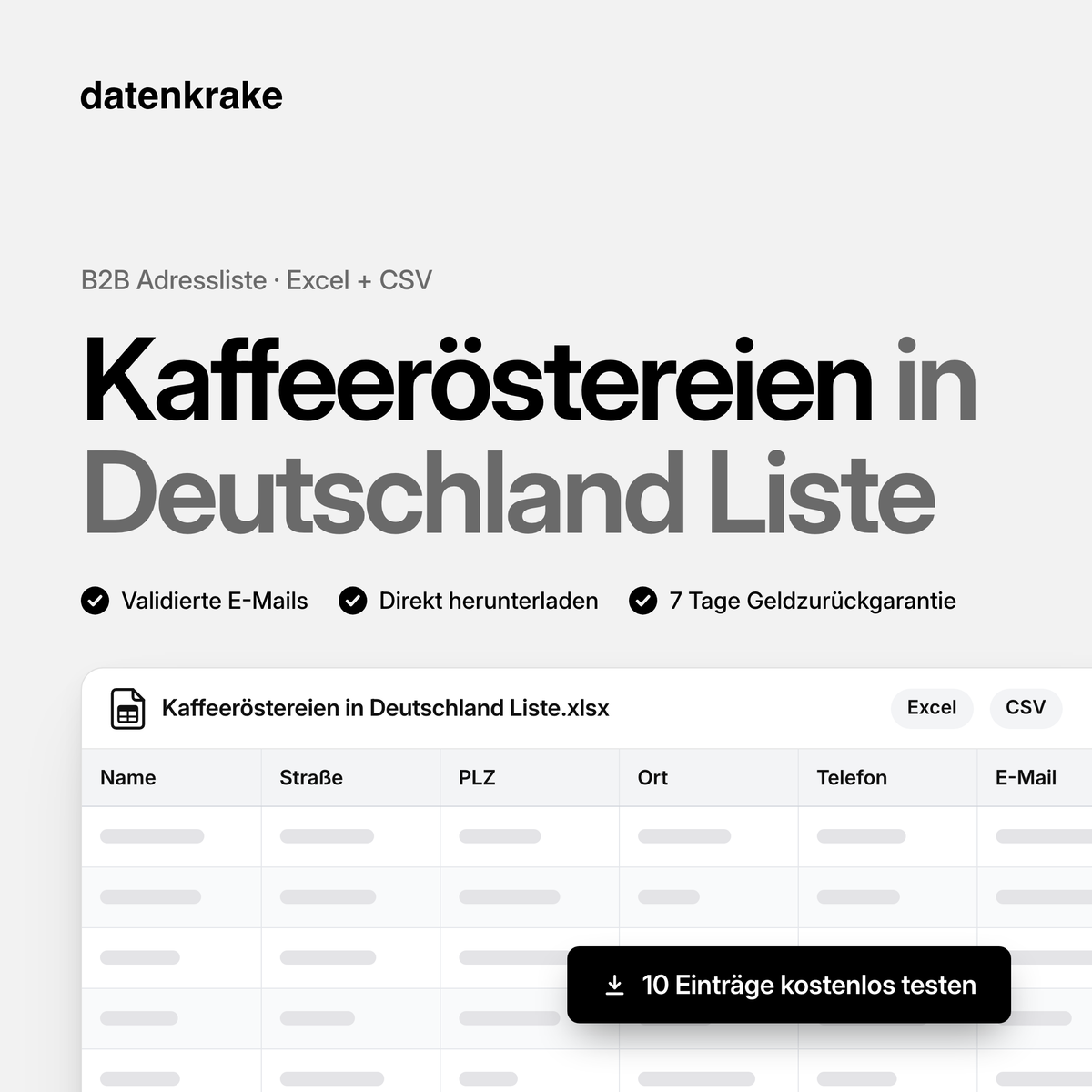 Kaffeeröstereien in Deutschland Liste – B2B Adressliste als Excel und CSV
