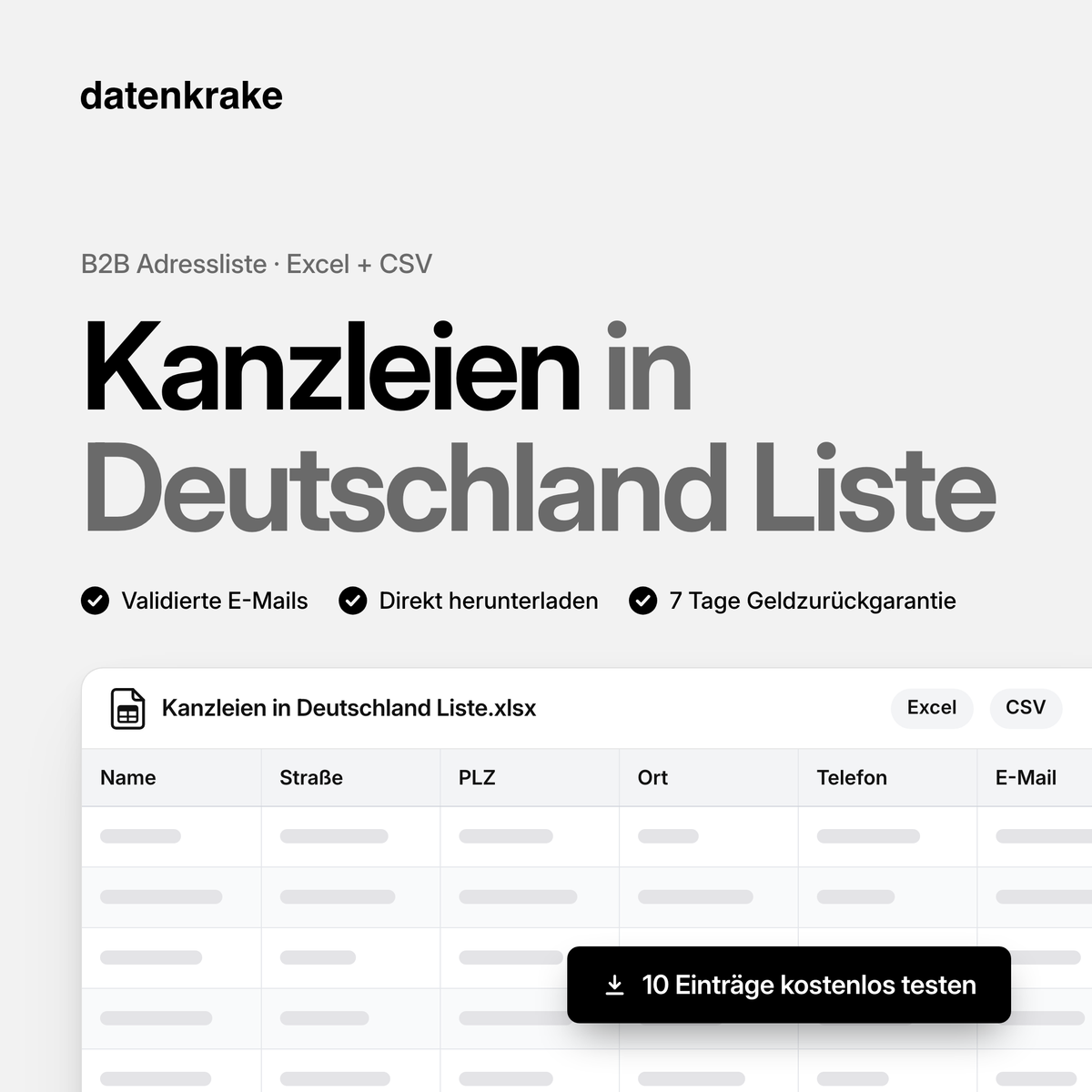 Kanzleien in Deutschland Liste – B2B Adressliste als Excel und CSV
