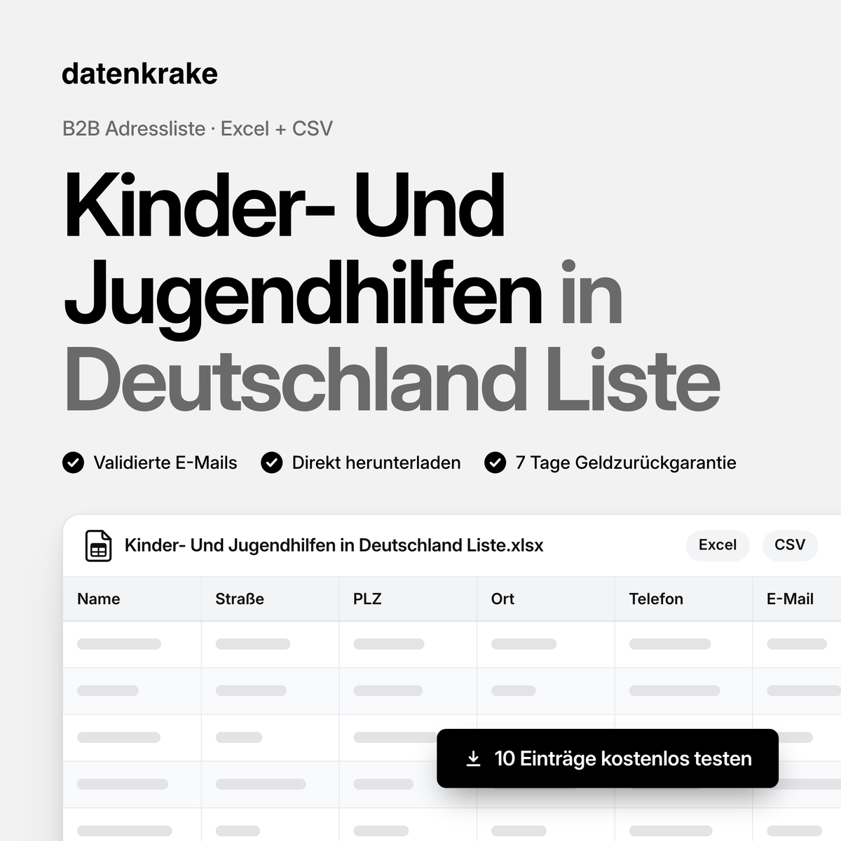 Kinder- Und Jugendhilfen in Deutschland Liste – B2B Adressliste als Excel und CSV