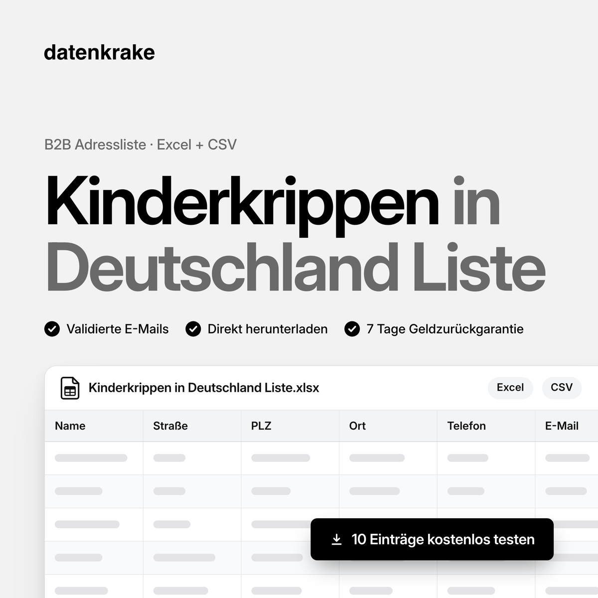 Kinderkrippen in Deutschland Liste – B2B Adressliste als Excel und CSV
