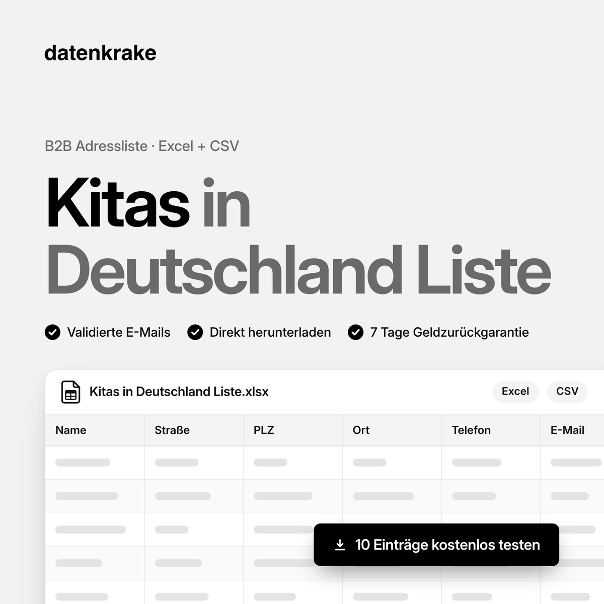 Kitas in Deutschland Liste – B2B Adressliste als Excel und CSV