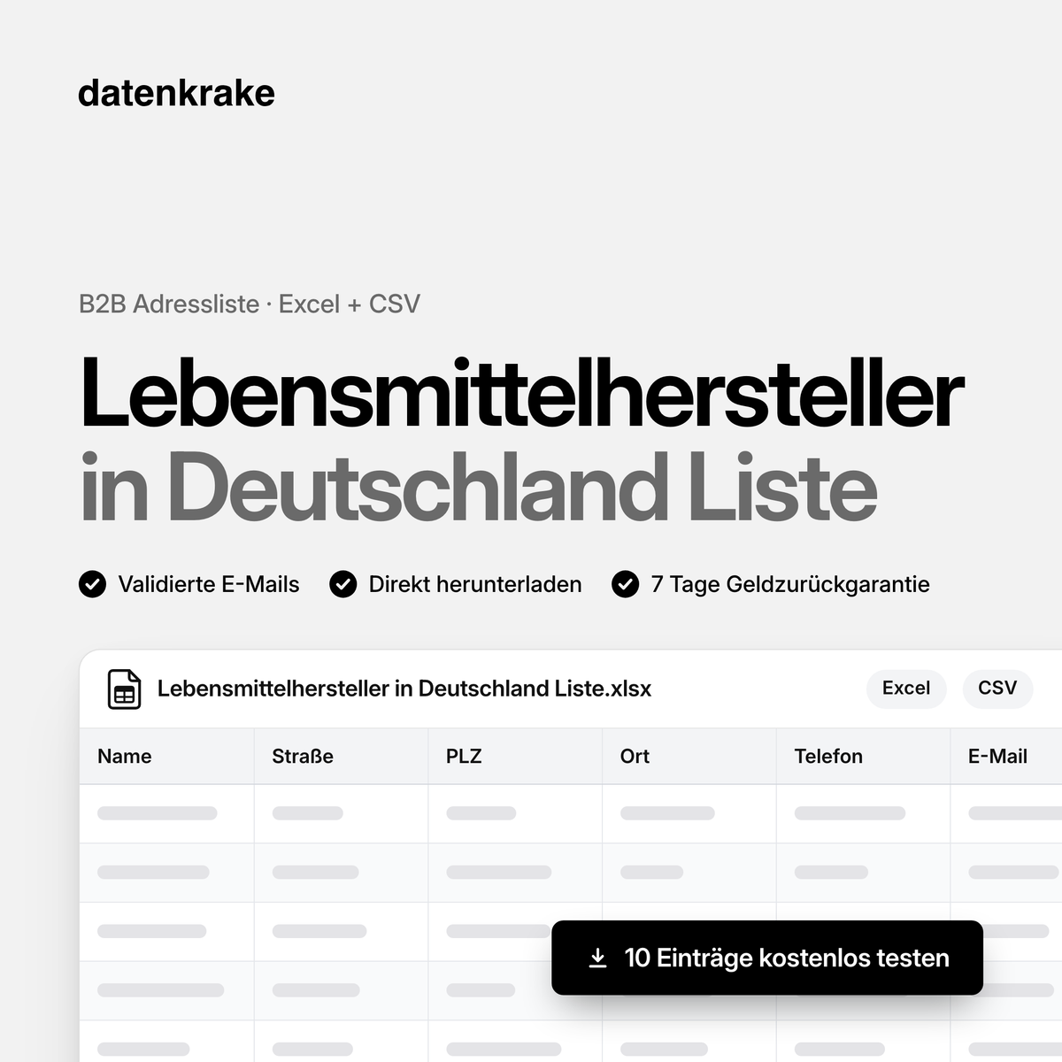 Lebensmittelhersteller in Deutschland Liste – B2B Adressliste als Excel und CSV