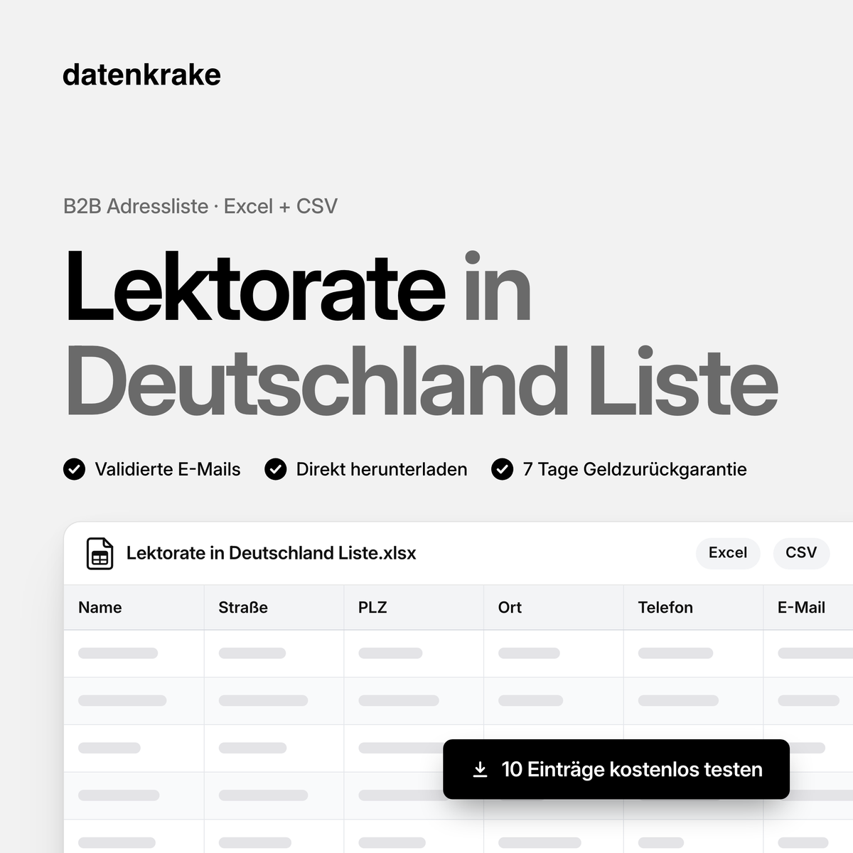 Lektorate in Deutschland Liste – B2B Adressliste als Excel und CSV
