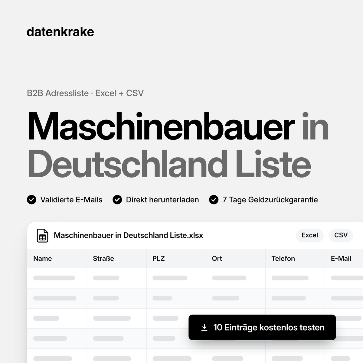 Maschinenbauer in Deutschland Liste – B2B Adressliste als Excel und CSV