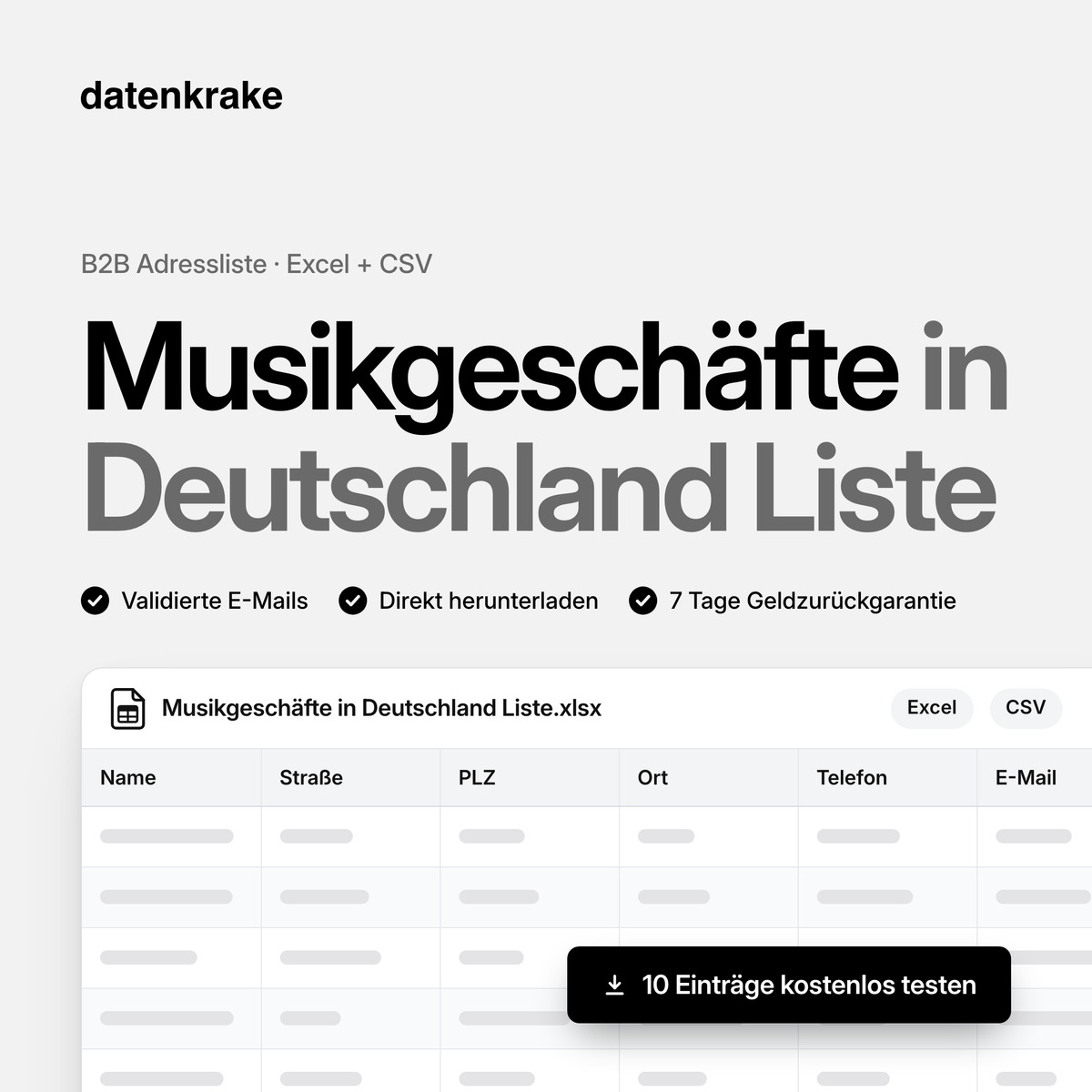 Musikgeschäfte in Deutschland Liste – B2B Adressliste als Excel und CSV