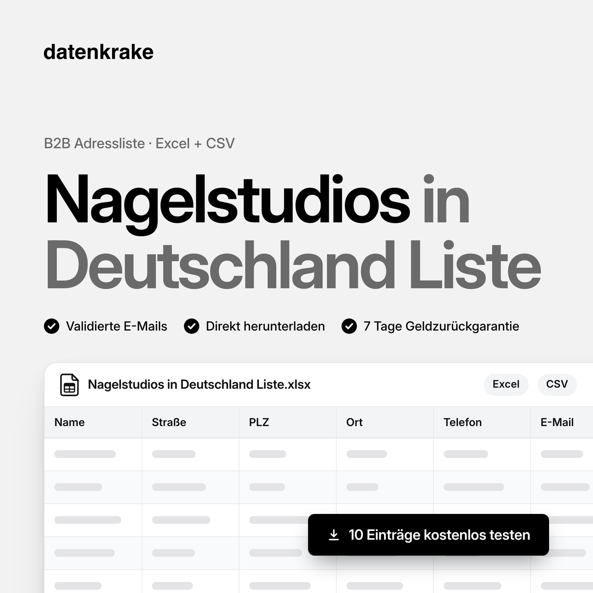 Nagelstudios in Deutschland Liste – B2B Adressliste als Excel und CSV