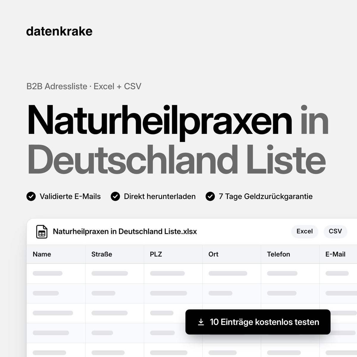 Naturheilpraxen in Deutschland Liste – B2B Adressliste als Excel und CSV