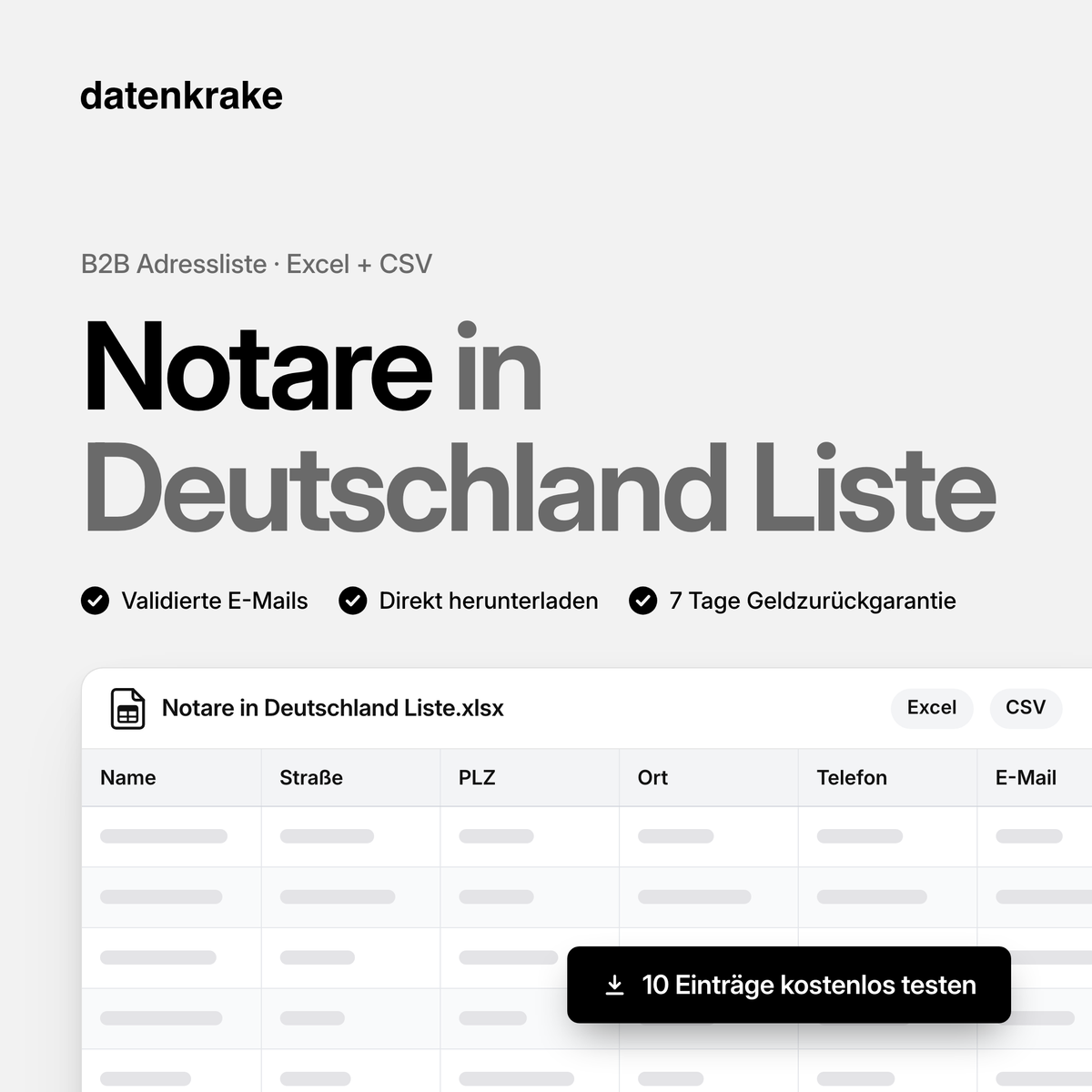 Notare in Deutschland Liste – B2B Adressliste als Excel und CSV