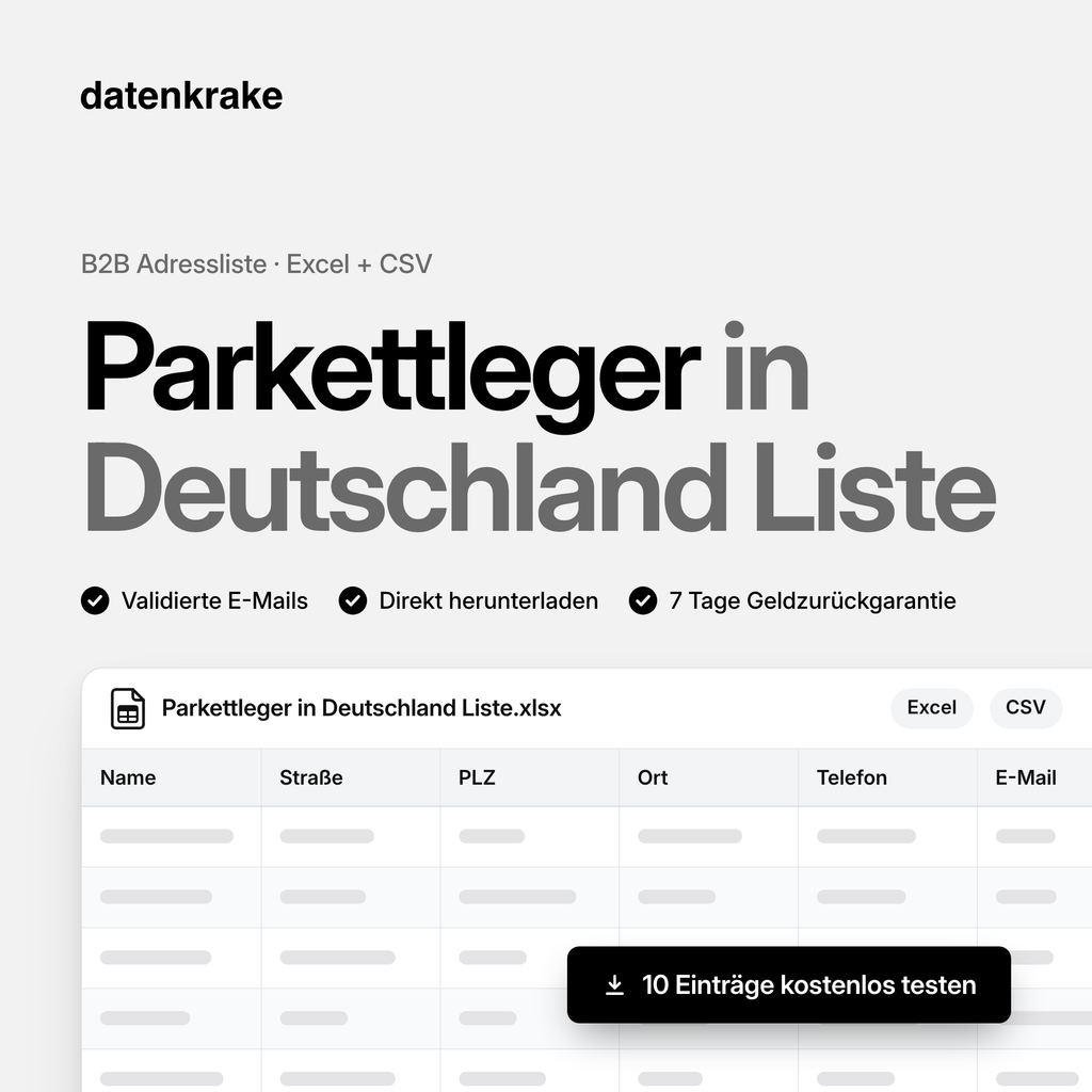 Parkettleger in Deutschland Liste – B2B Adressliste als Excel und CSV