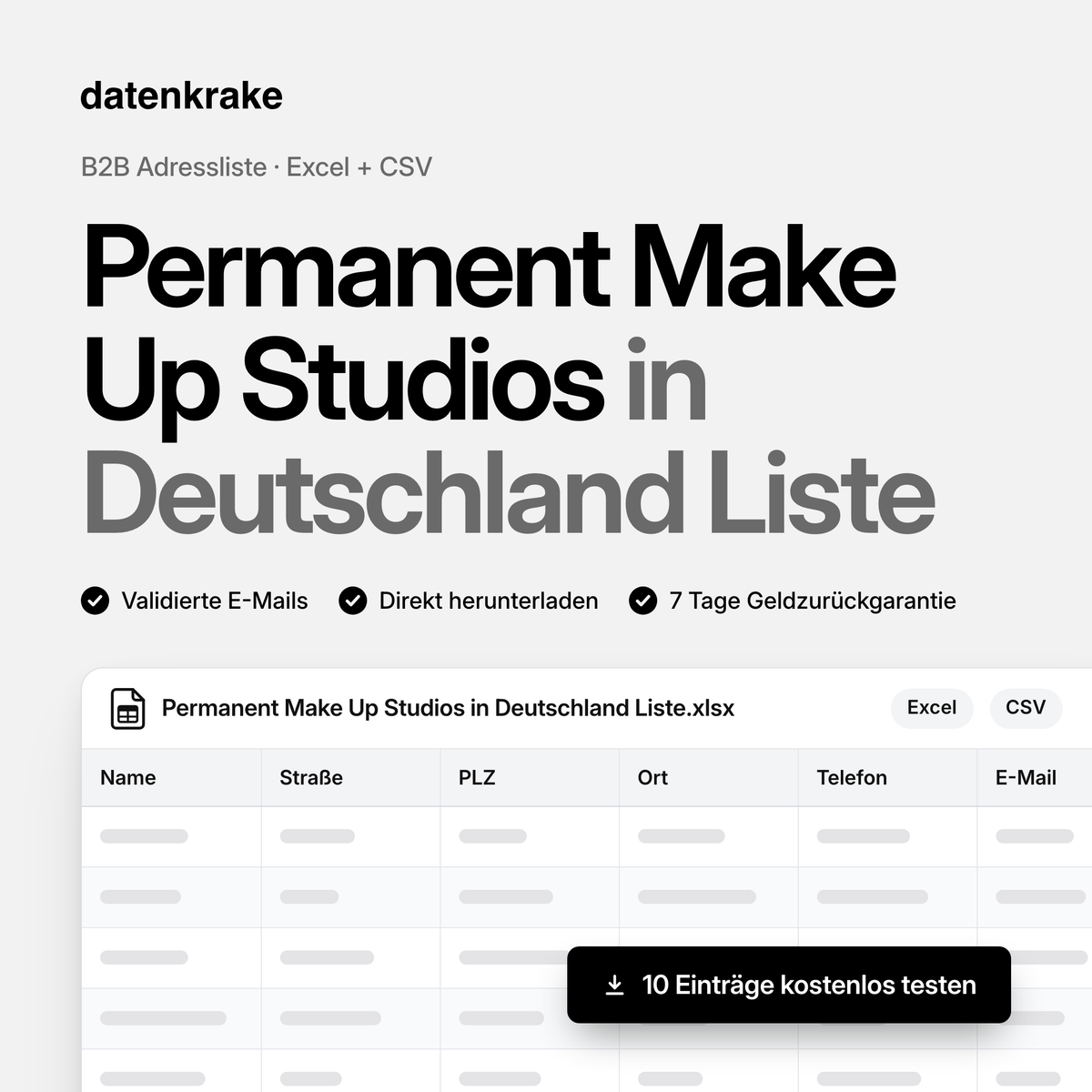 Permanent Make Up Studios in Deutschland Liste – B2B Adressliste als Excel und CSV