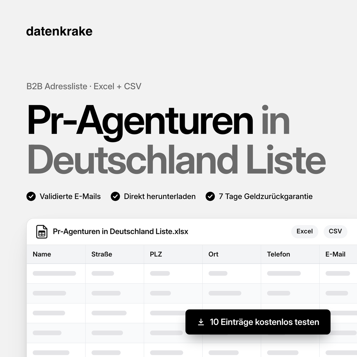 Pr-Agenturen in Deutschland Liste – B2B Adressliste als Excel und CSV