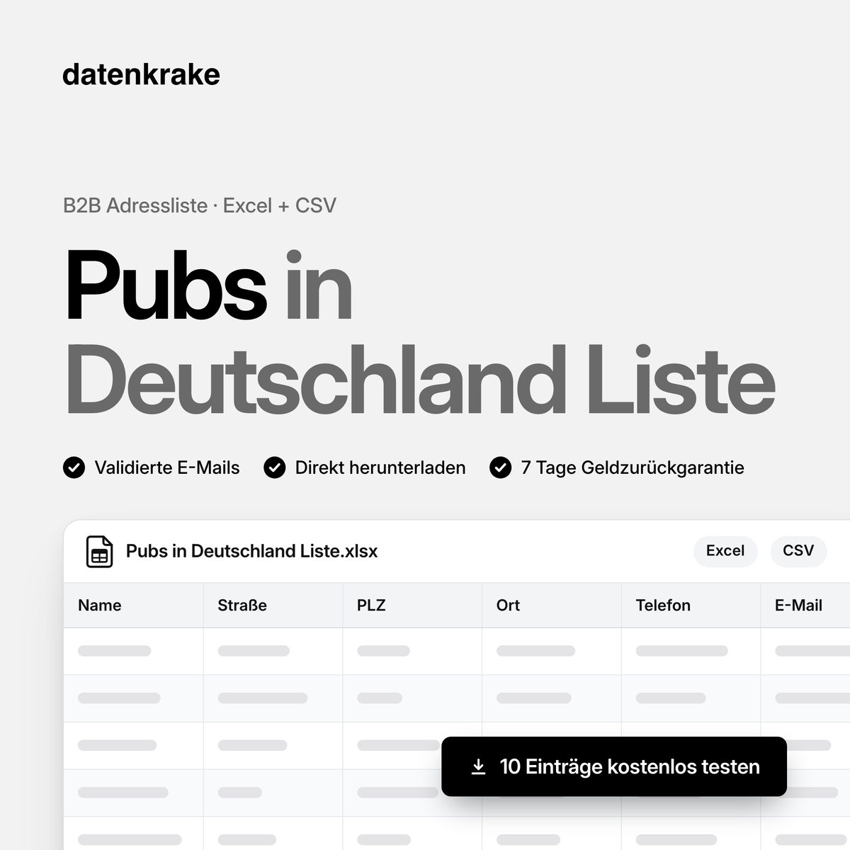Pubs in Deutschland Liste – B2B Adressliste als Excel und CSV
