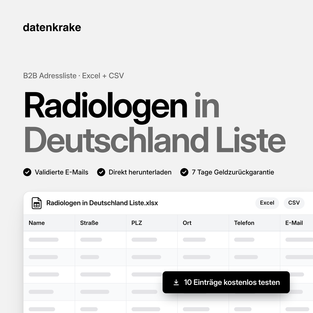 Radiologen in Deutschland Liste – B2B Adressliste als Excel und CSV