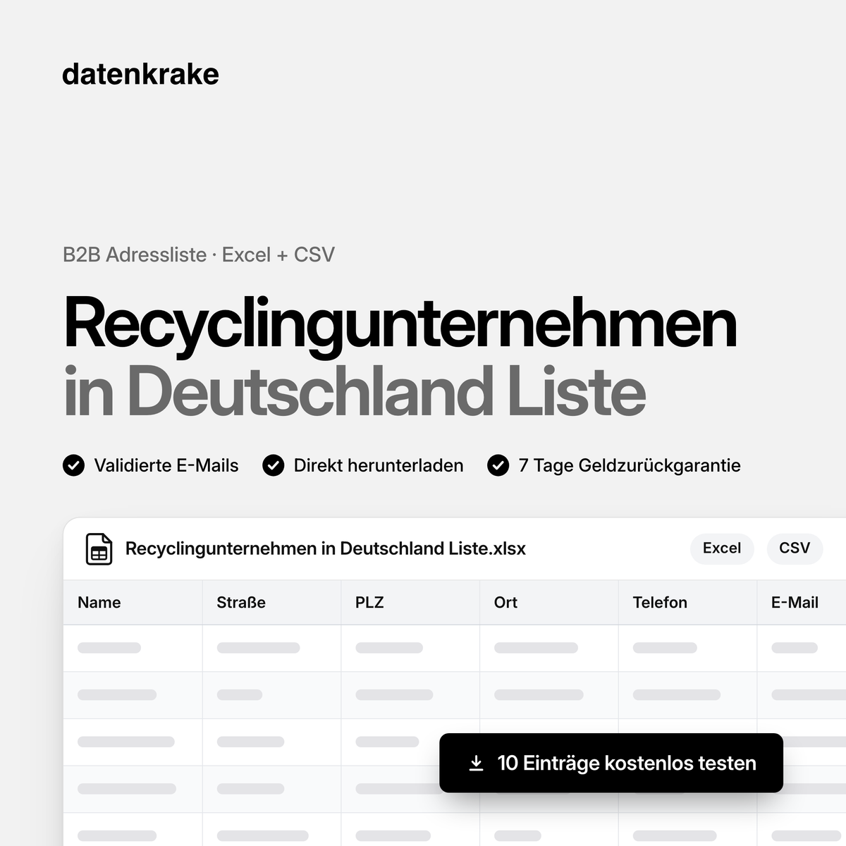 Recyclingunternehmen in Deutschland Liste – B2B Adressliste als Excel und CSV