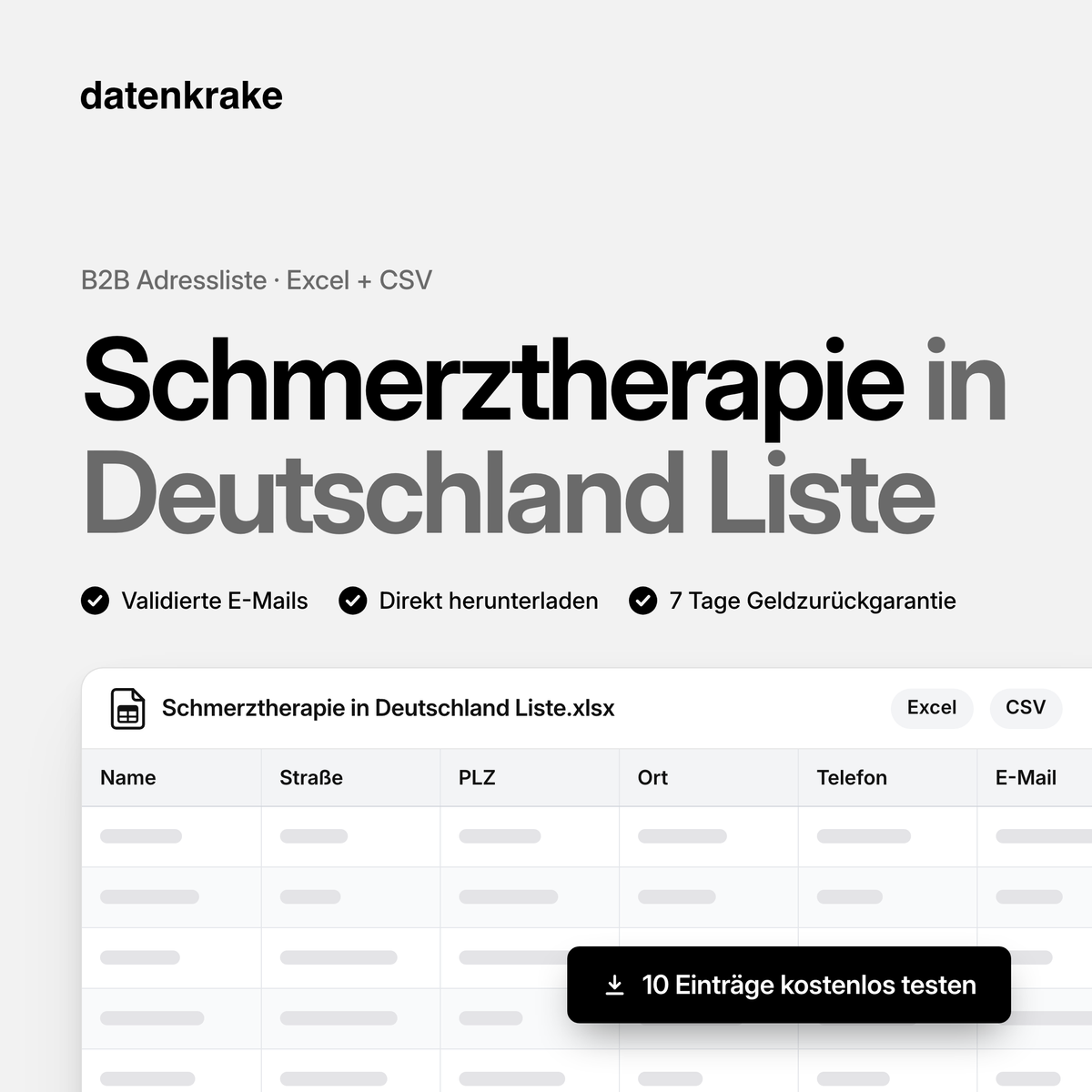 Schmerztherapie in Deutschland Liste – B2B Adressliste als Excel und CSV