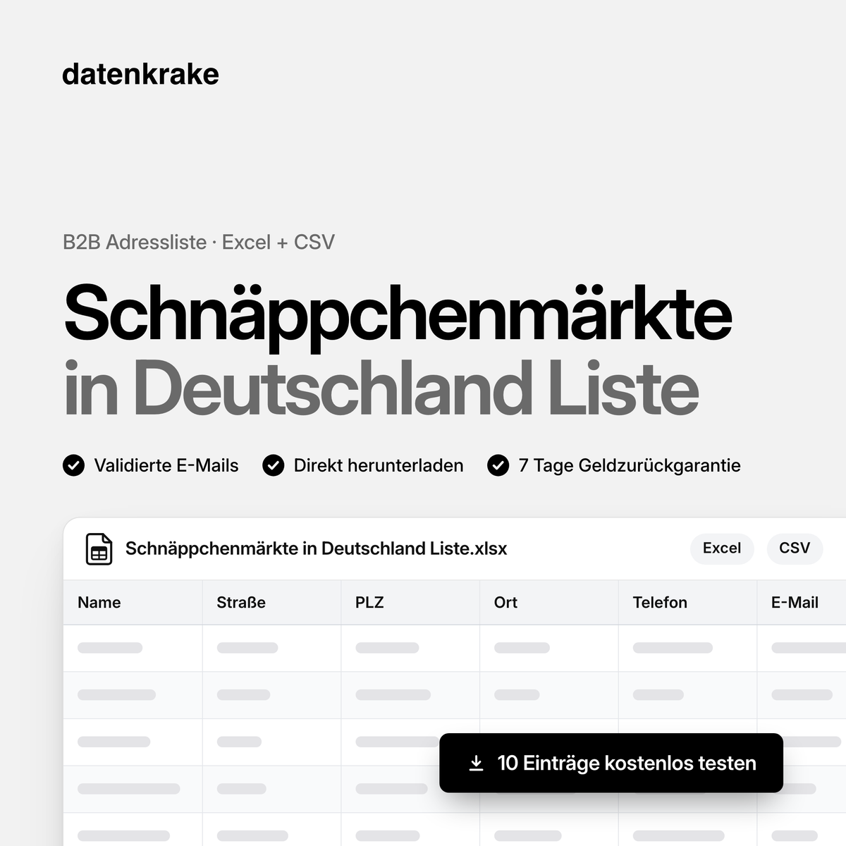Schnäppchenmärkte in Deutschland Liste – B2B Adressliste als Excel und CSV
