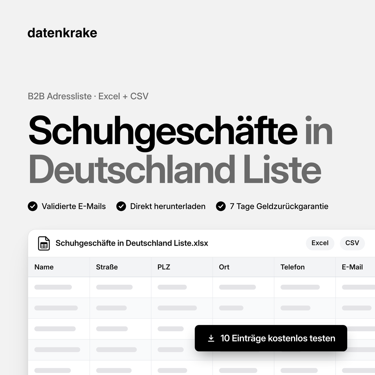 Schuhgeschäfte in Deutschland Liste – B2B Adressliste als Excel und CSV