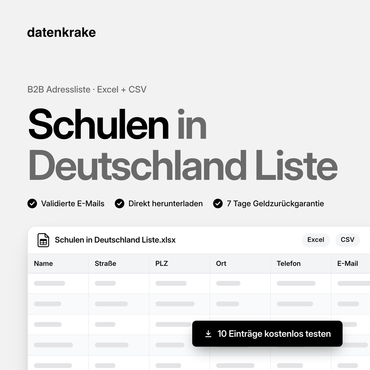 Schulen in Deutschland Liste – B2B Adressliste als Excel und CSV