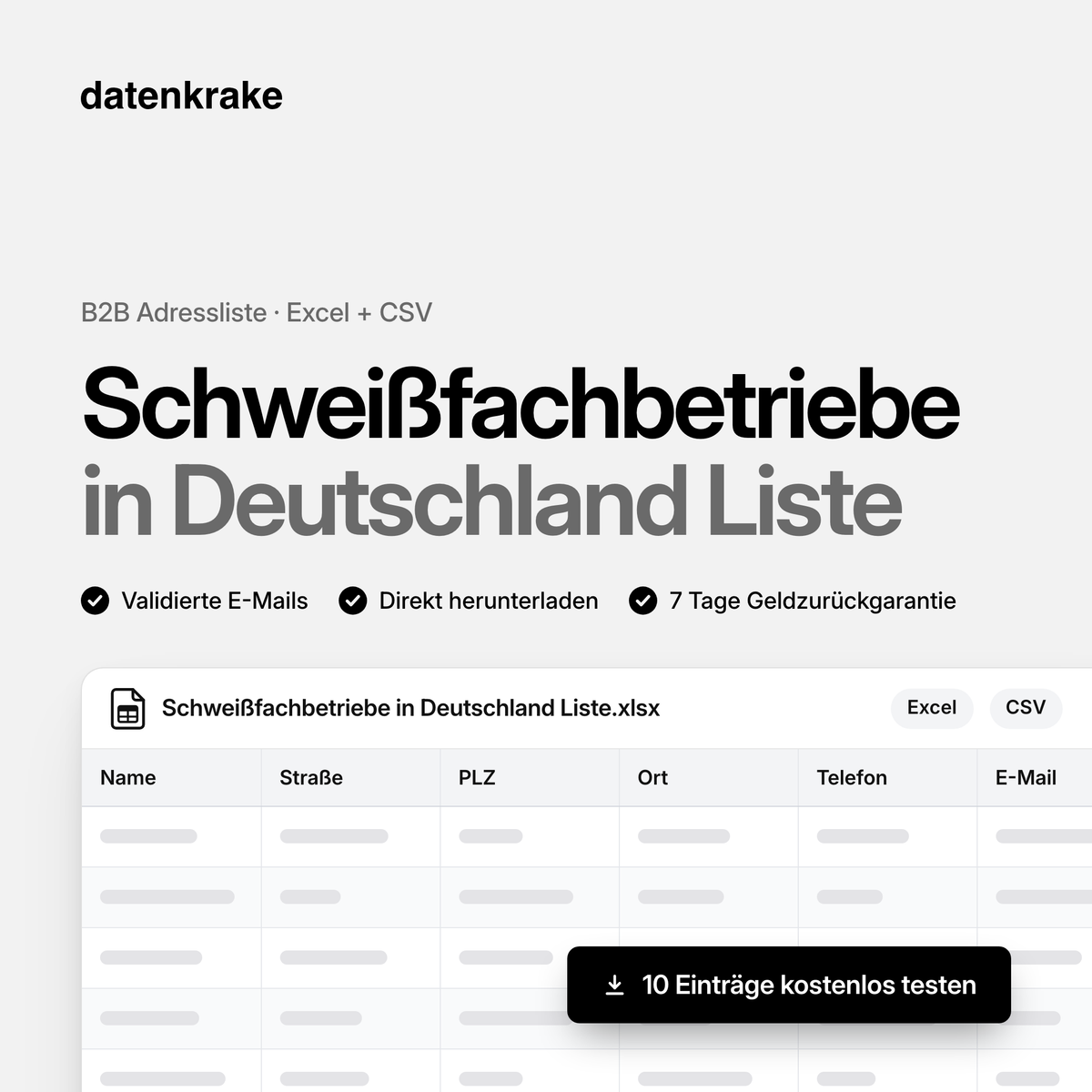 Schweißfachbetriebe in Deutschland Liste – B2B Adressliste als Excel und CSV