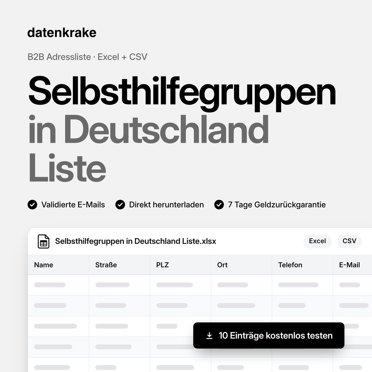 Selbsthilfegruppen in Deutschland Liste – B2B Adressliste als Excel und CSV