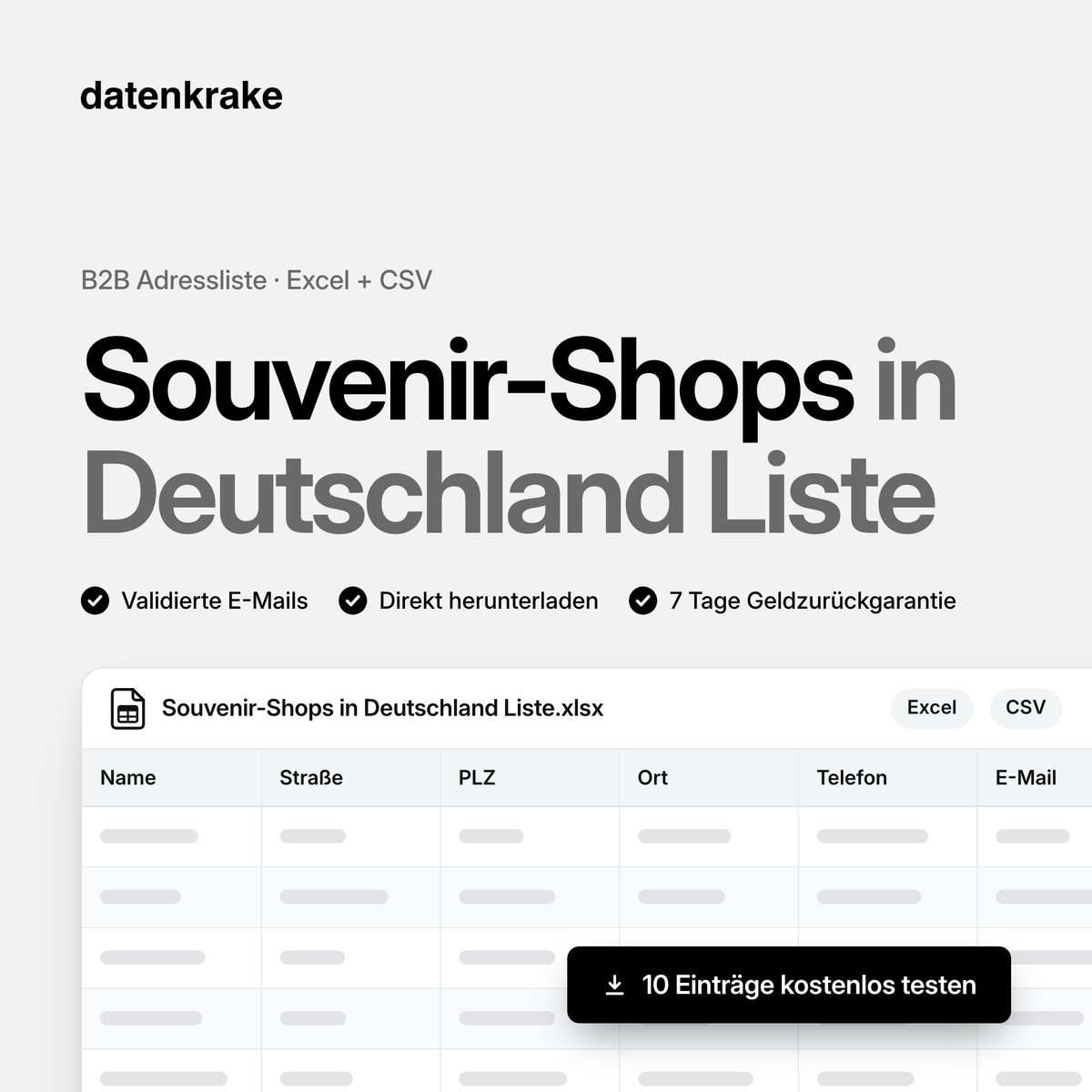 Souvenir-Shops in Deutschland Liste – B2B Adressliste als Excel und CSV