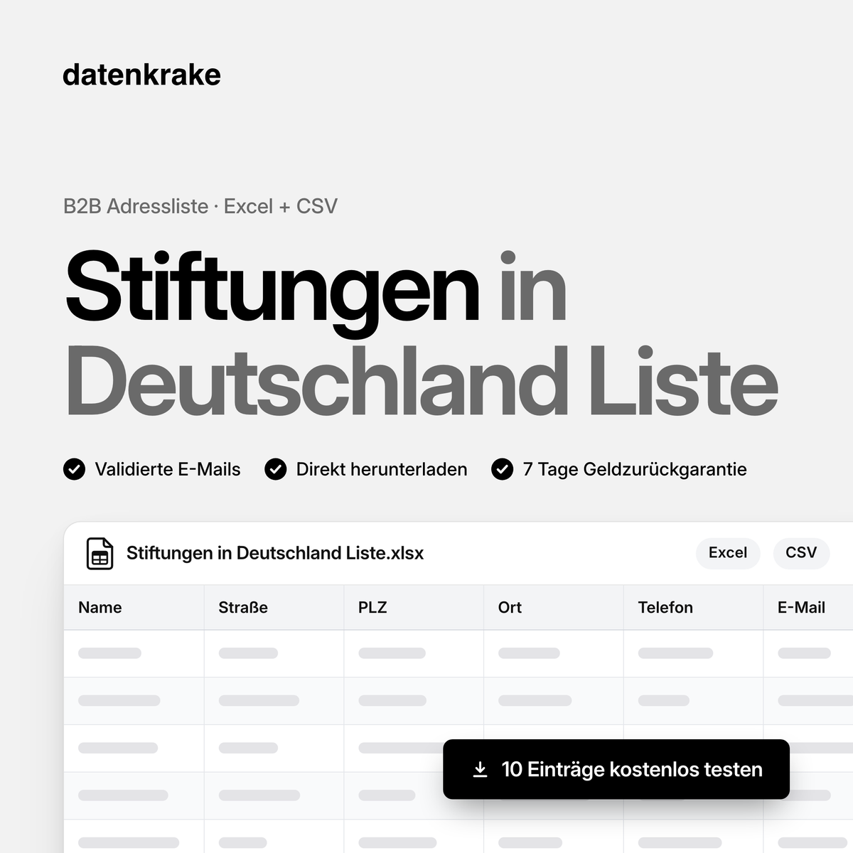 Stiftungen in Deutschland Liste – B2B Adressliste als Excel und CSV