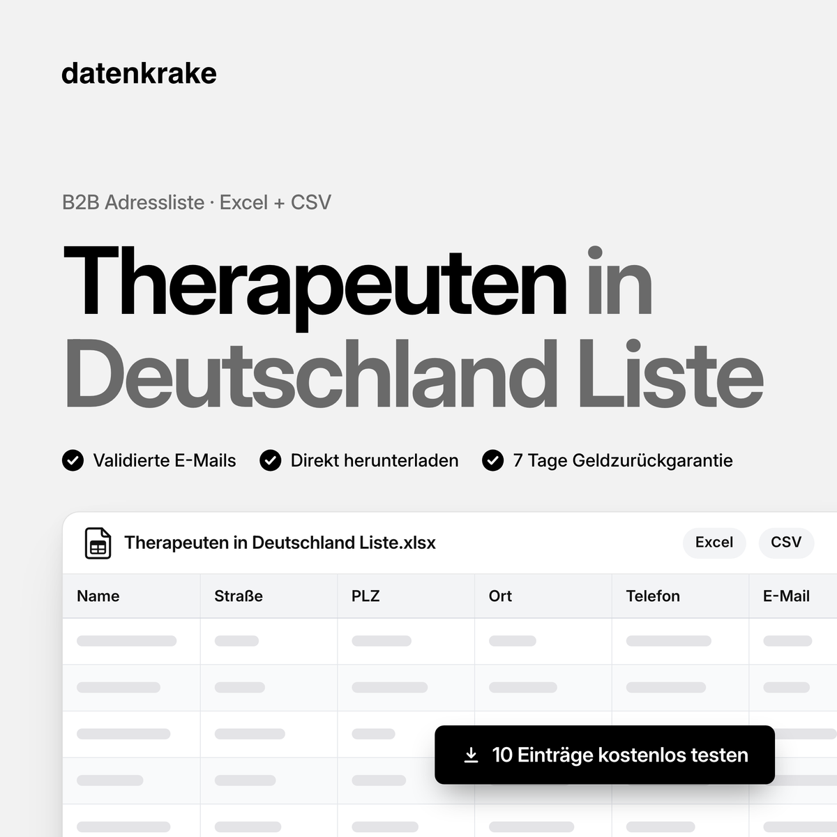 Therapeuten in Deutschland Liste – B2B Adressliste als Excel und CSV