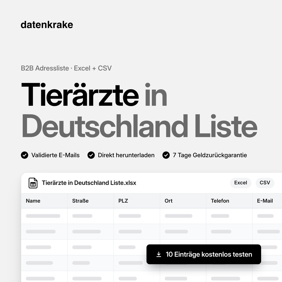 Tierärzte in Deutschland Liste – B2B Adressliste als Excel und CSV