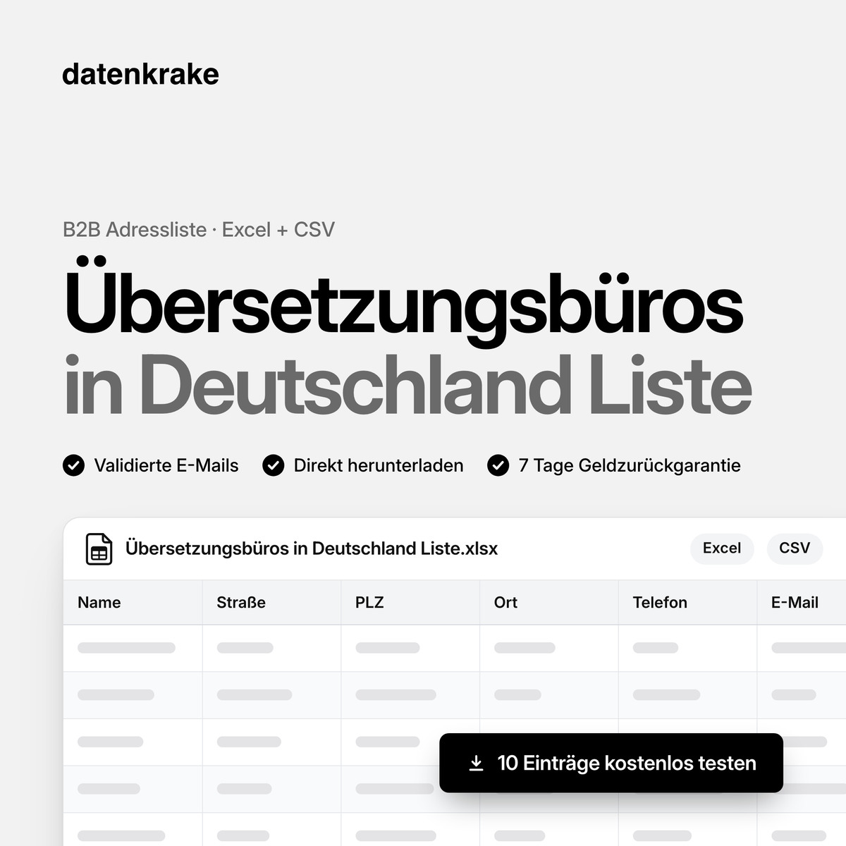 Übersetzungsbüros in Deutschland Liste – B2B Adressliste als Excel und CSV