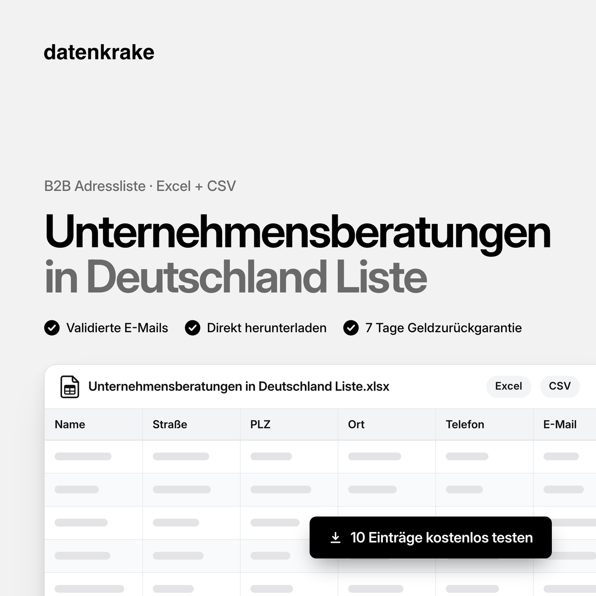 Unternehmensberatungen in Deutschland Liste – B2B Adressliste als Excel und CSV