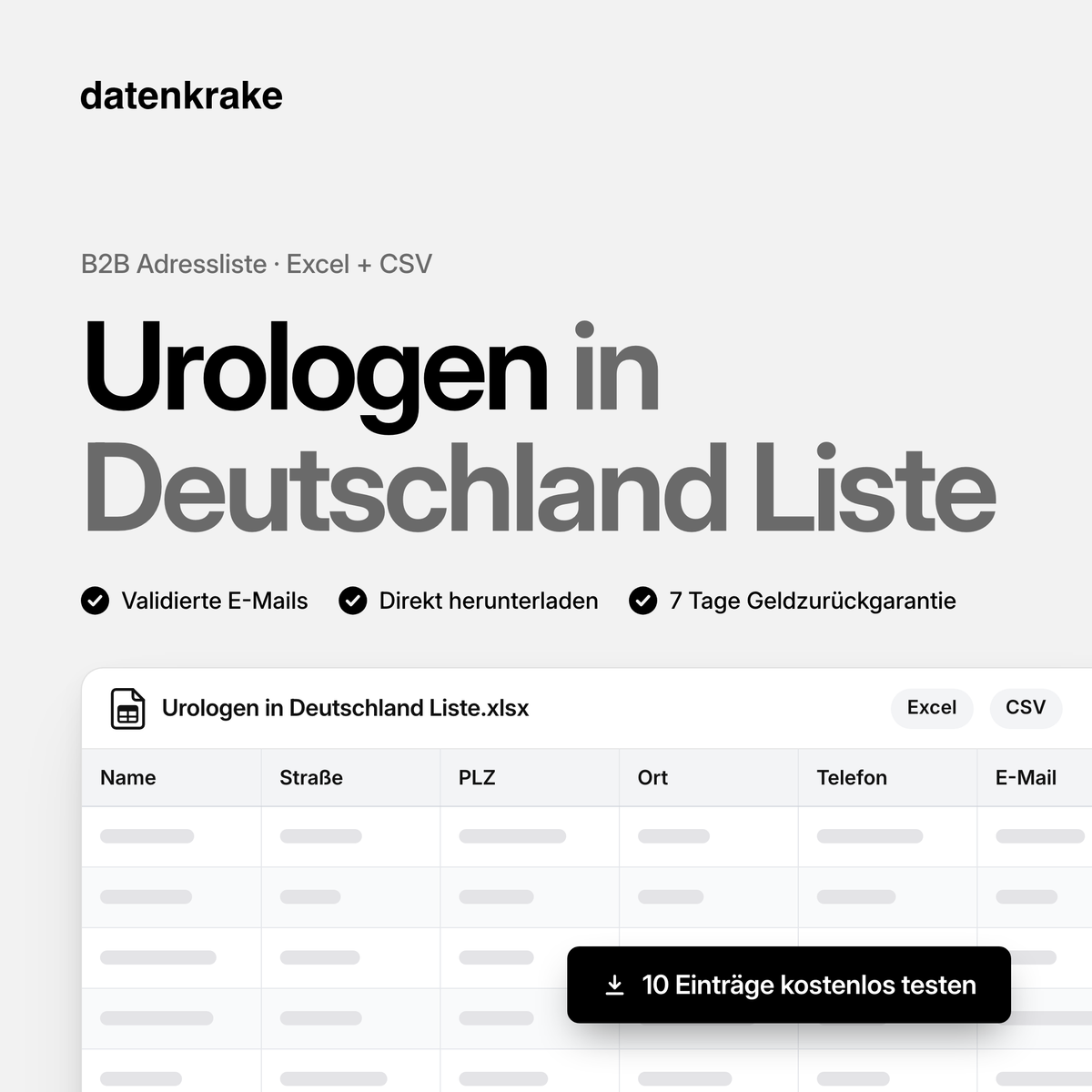 Urologen in Deutschland Liste – B2B Adressliste als Excel und CSV