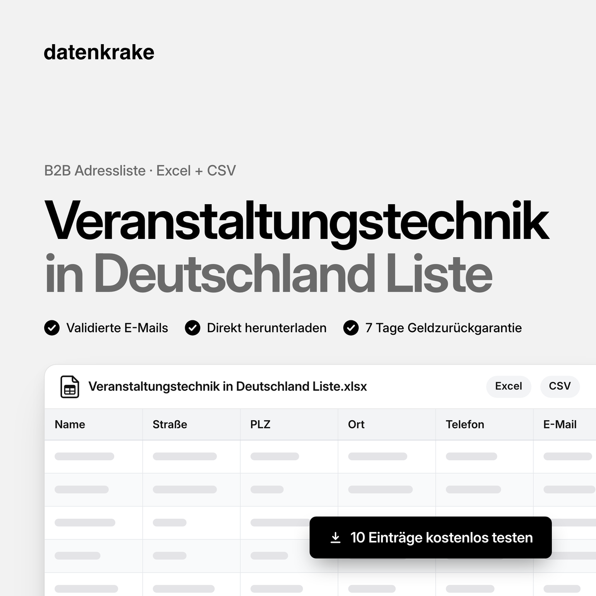 Veranstaltungstechnik in Deutschland Liste – B2B Adressliste als Excel und CSV