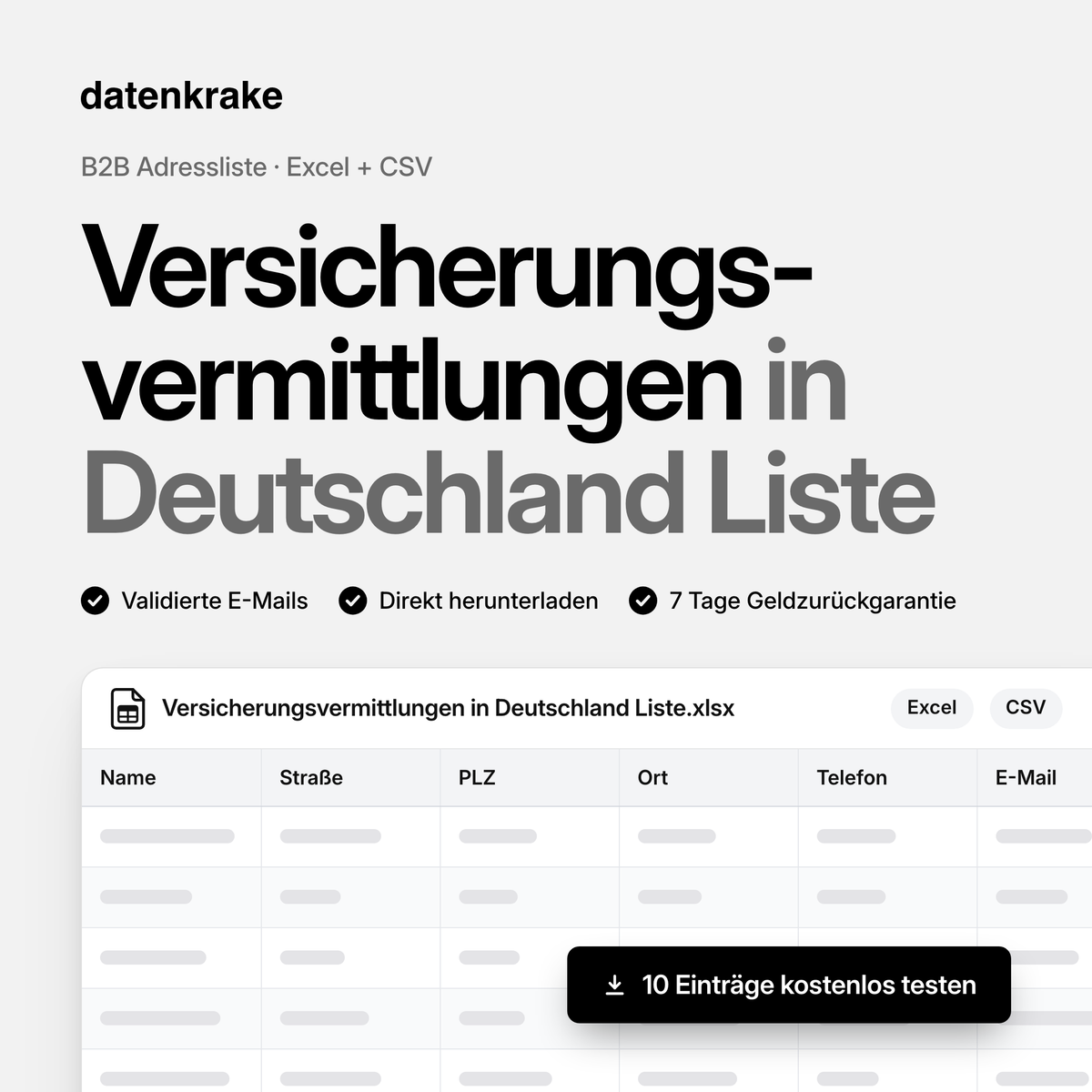 Versicherungsvermittlungen in Deutschland Liste – B2B Adressliste als Excel und CSV