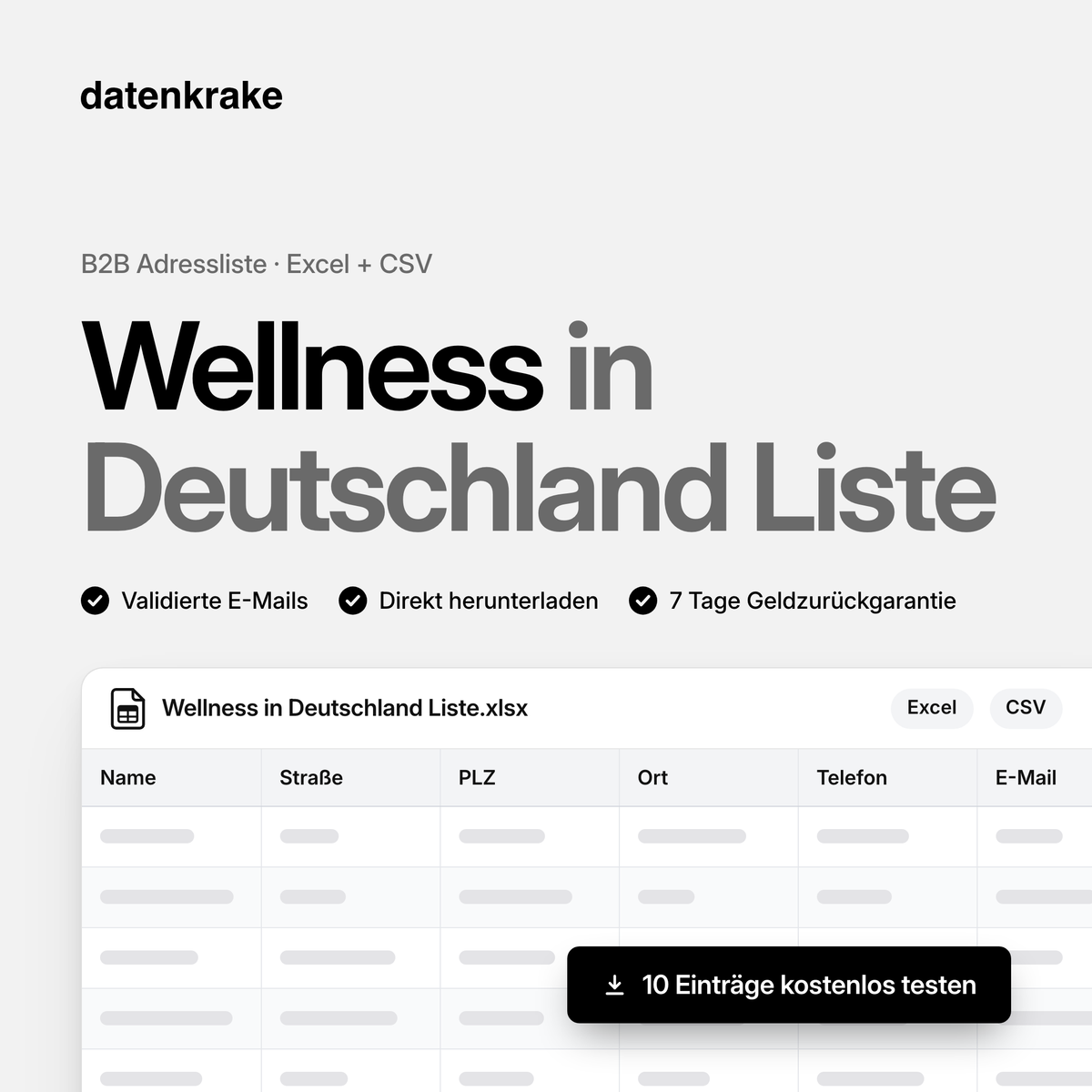 Wellness in Deutschland Liste – B2B Adressliste als Excel und CSV