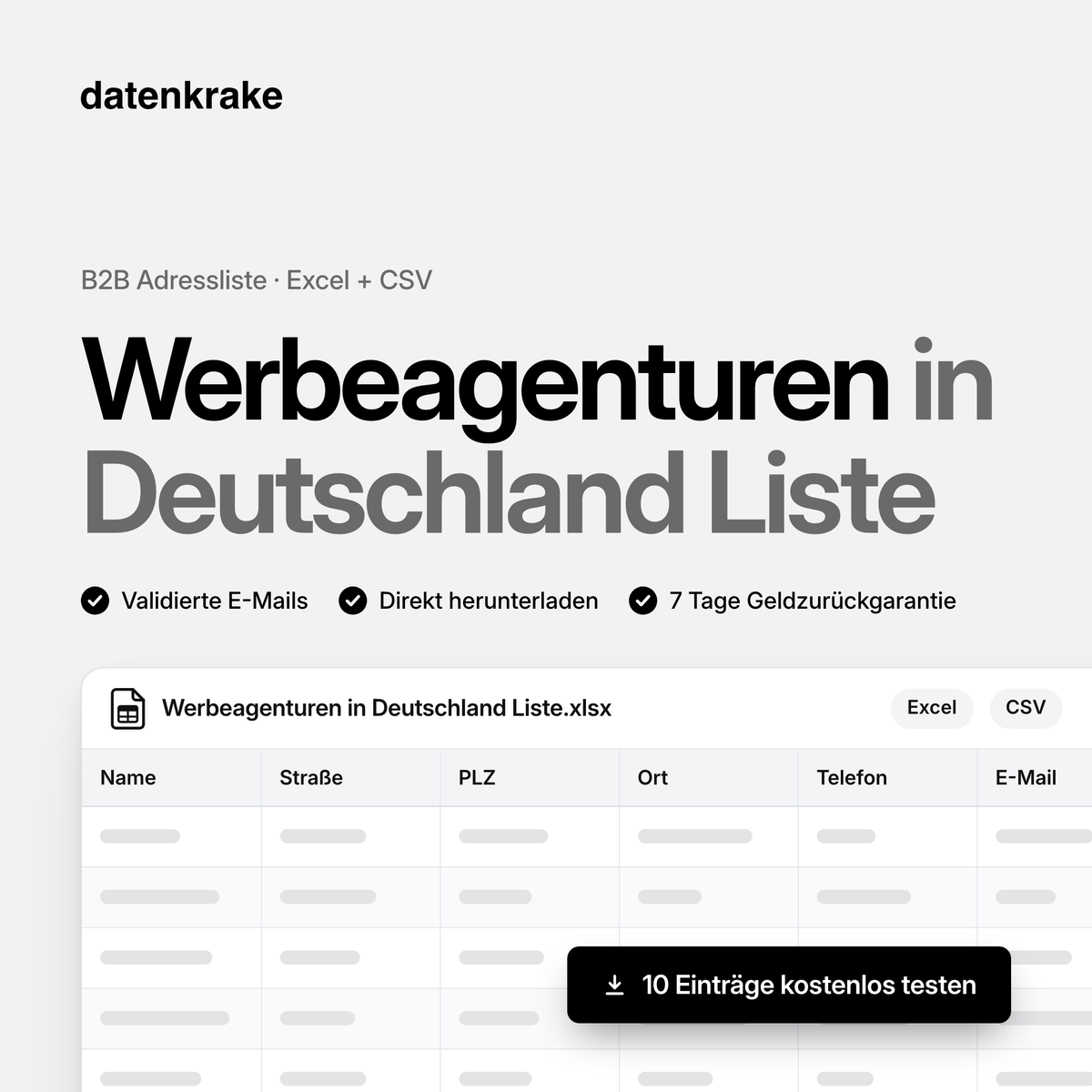 Werbeagenturen in Deutschland Liste – B2B Adressliste als Excel und CSV
