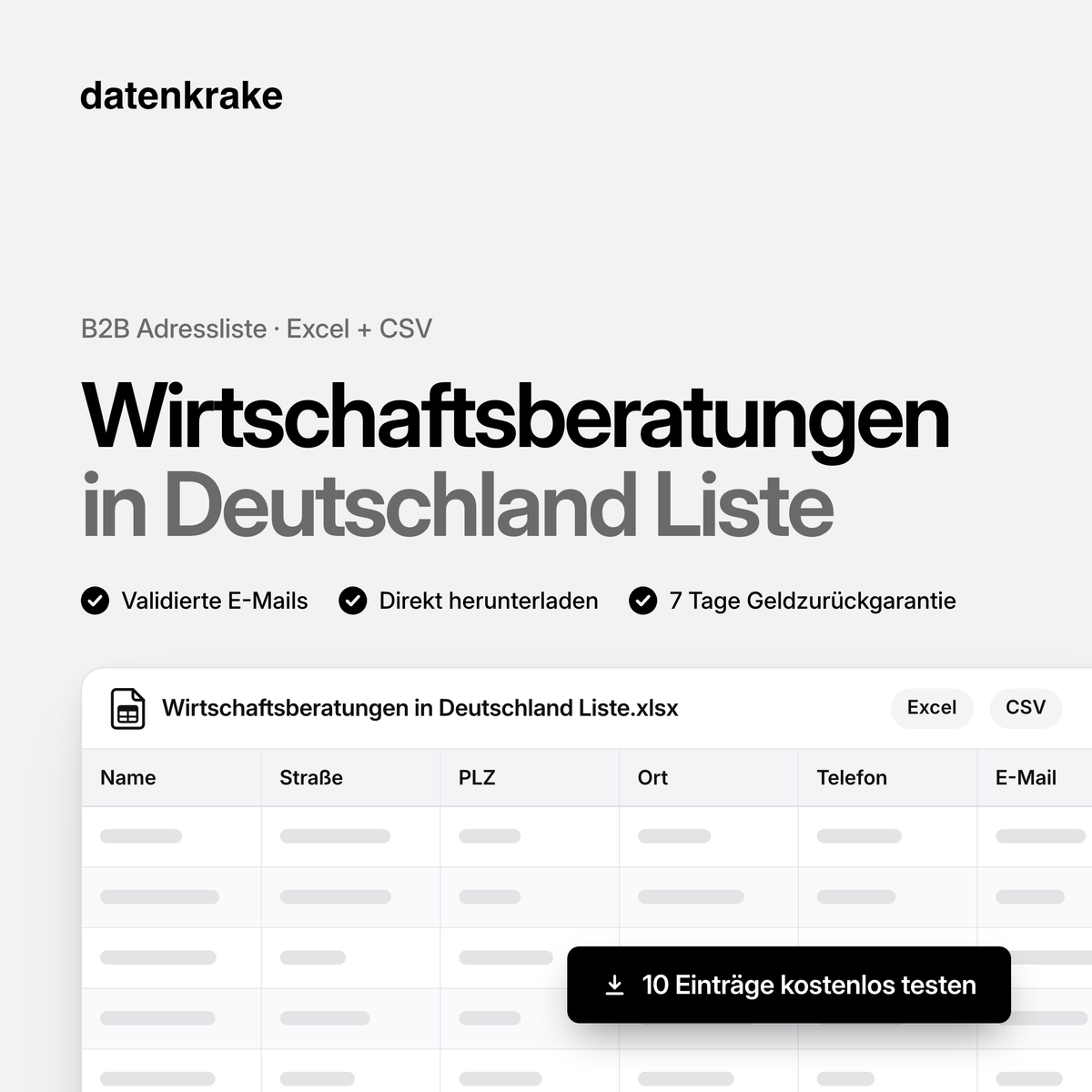 Wirtschaftsberatungen in Deutschland Liste – B2B Adressliste als Excel und CSV