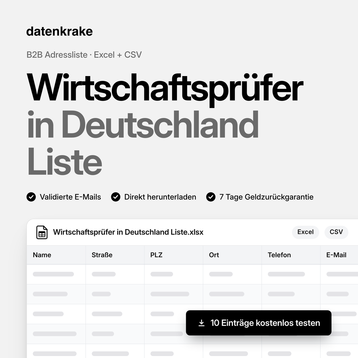Wirtschaftsprüfer in Deutschland Liste – B2B Adressliste als Excel und CSV