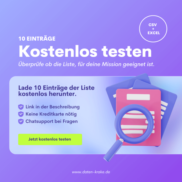 Kostenloser Testdownload der Liste in Deutschland