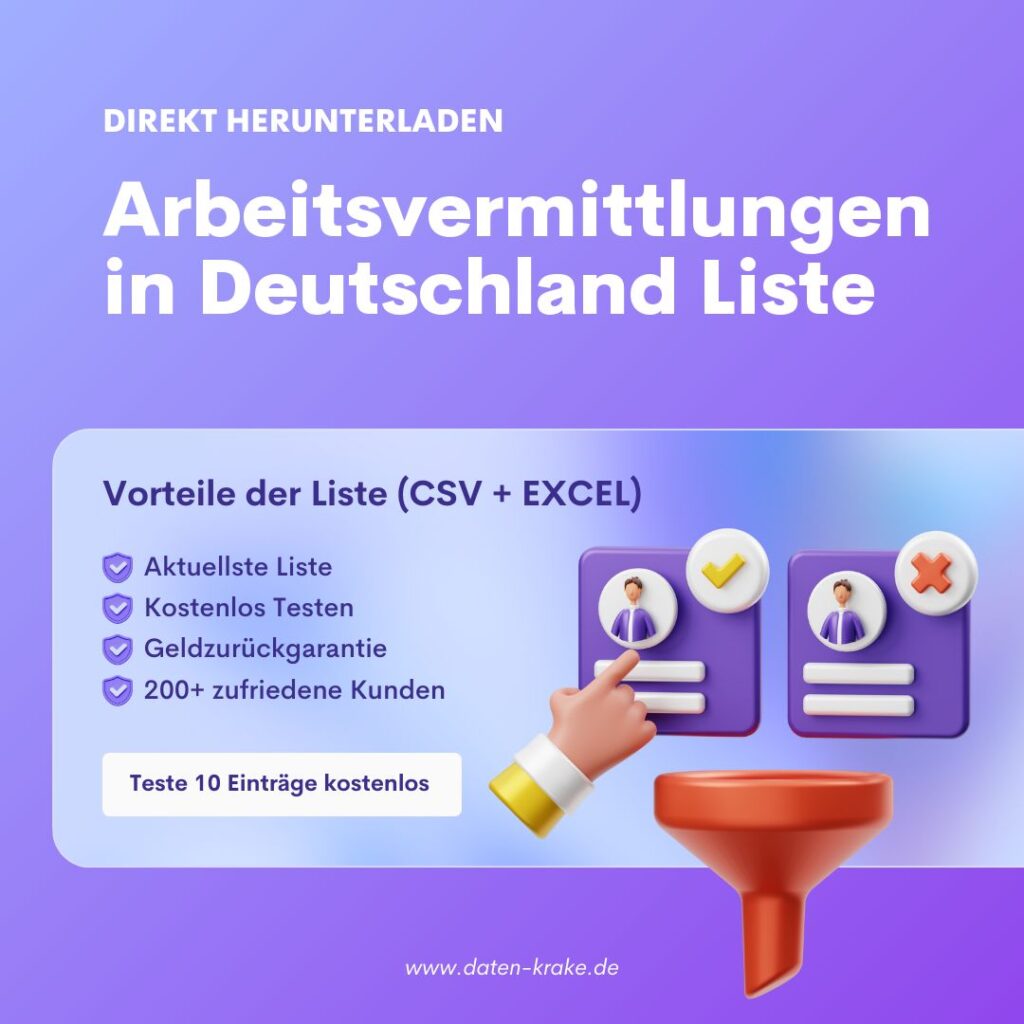 Arbeitsvermittlungen in Deutschland Liste