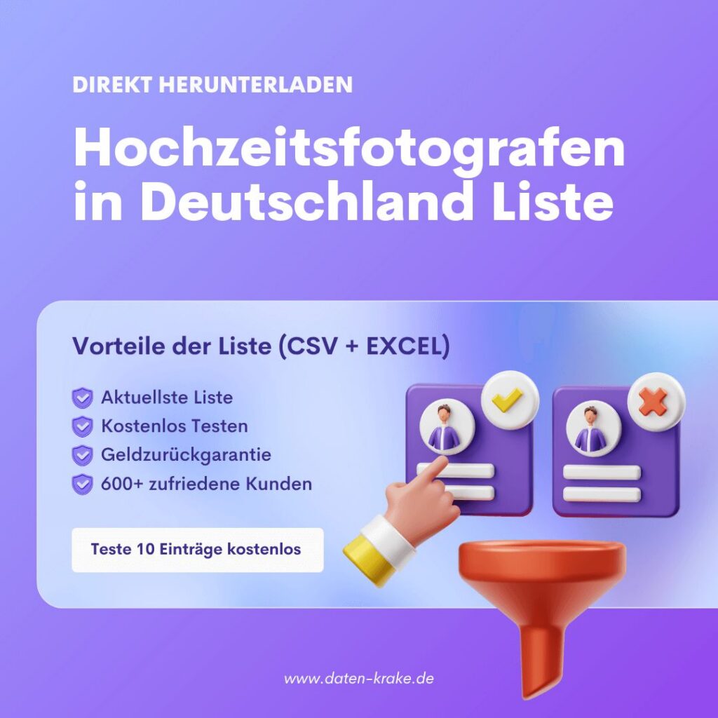 Hochzeitsfotografen in Deutschland Liste